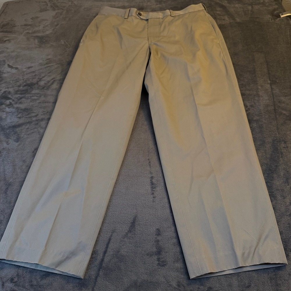 John W Nordstrom Wrinkle Free Khaki Dress Pants Flat Front Fits Mens 33x28"